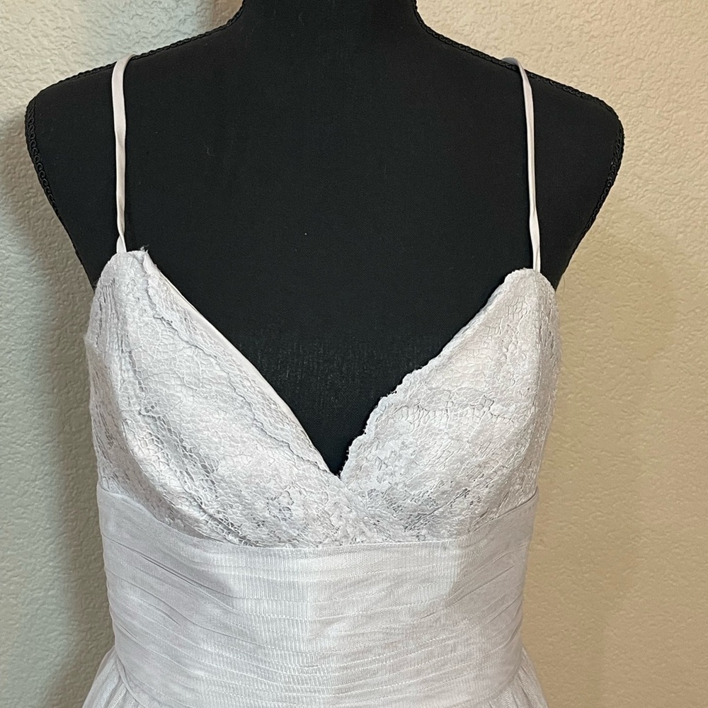 Amsale Light Gray Spaghetti Strap Bridesmaid Dress - image 4